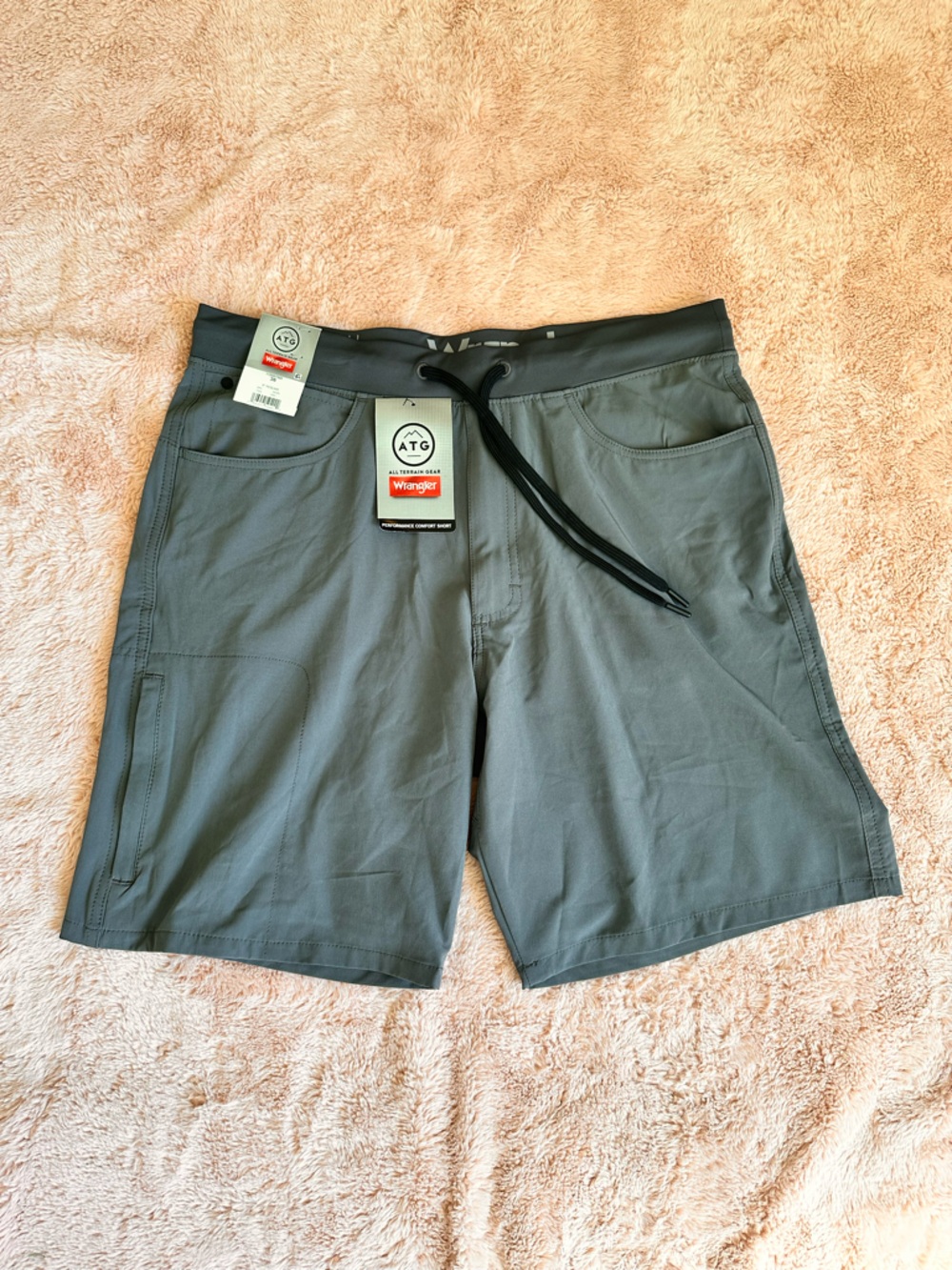 Wrangler ATG Men’s Charcoal Hybrid Shorts with Black Drawstring